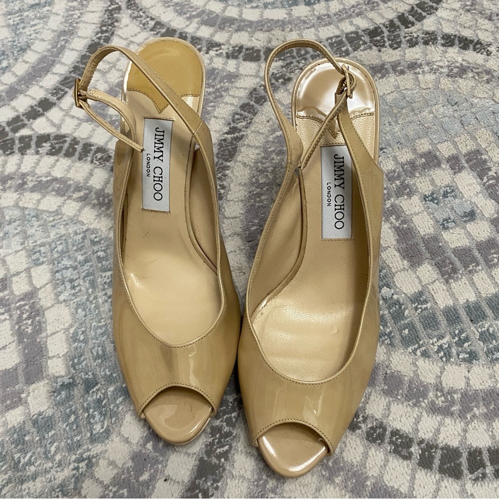 Jimmy Choo NOVA Tan Slingback Heels